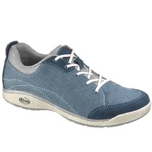 CHACO Women's Rozz Canvas and Suede Sneakers Reflecting Pond Blue Size 7
